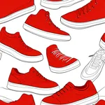 bright red sneakers with white laces image